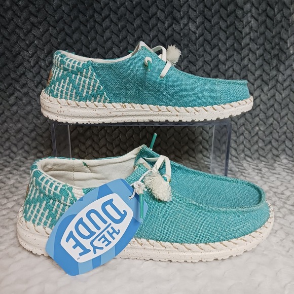 Hey Dude Shoes - Hey Dude Wendy Funk Coastal Jute Women's Sneakers Shoes Ceramic Blue Size 6